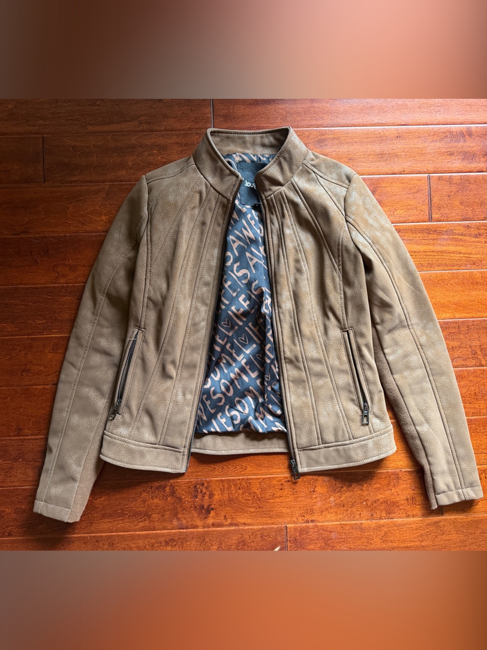Desigual Women’s Faux Suede Jacket with Patterned Lining
